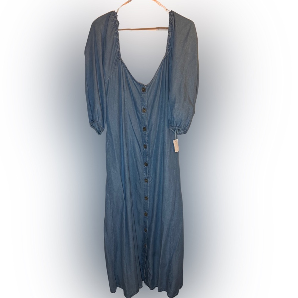 Zara Premium Denim Puff Sleeve dresse